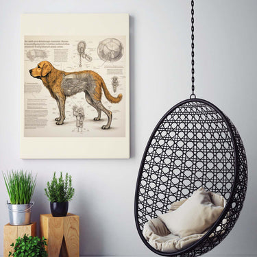 Drawings Golden Retriever 04 Dog Da Vinci Style Vintage Framed Canvas Prints Wall Art Hanging Home Decor